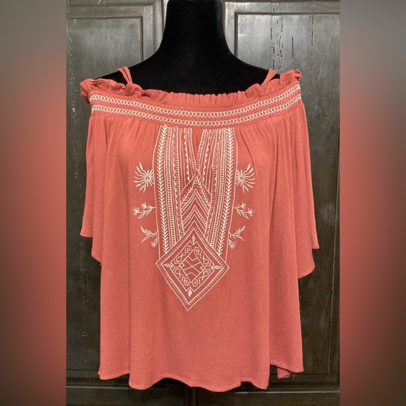 Charlotte Russe oversized open shoulder SW burnt Orange blouse. Size Medium - Picture 1 of 10